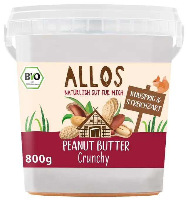 allos-bio-peanutbutter-crunchy-erdnussbutter-knusprig-800-g image 1