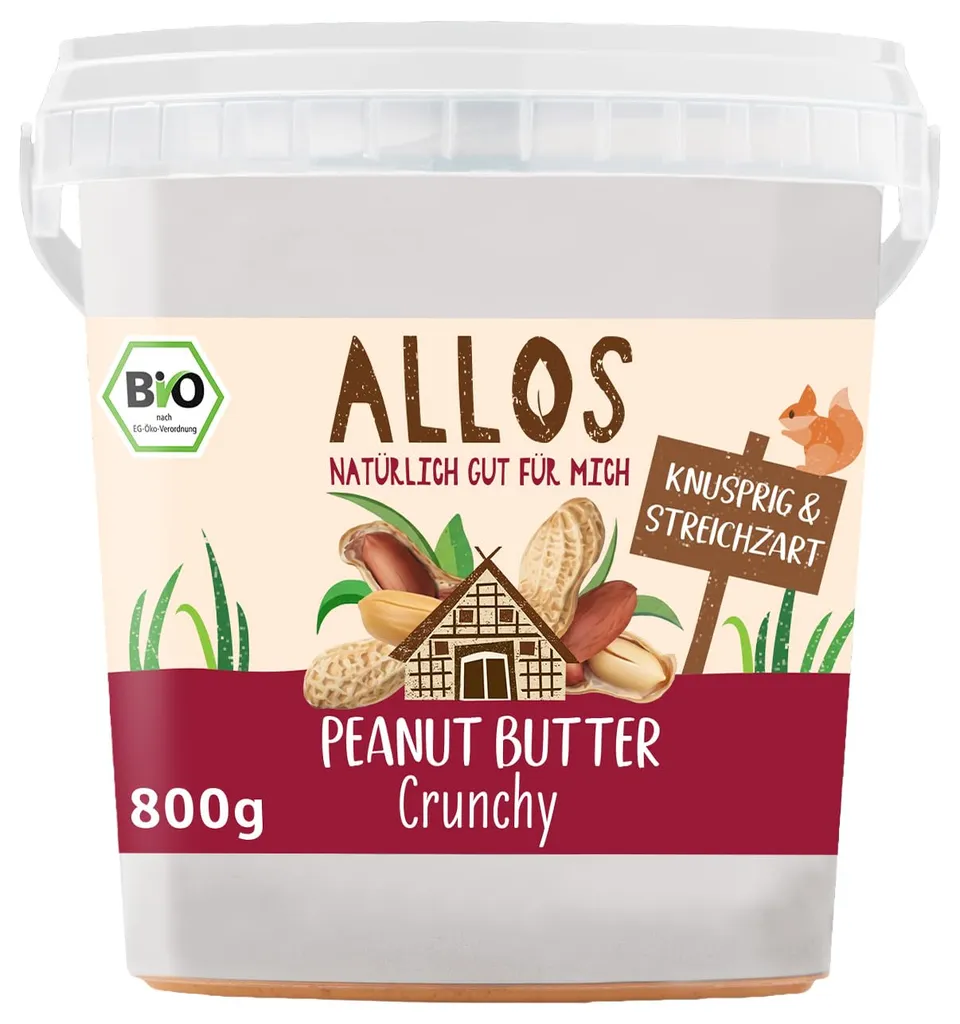 allos-bio-peanutbutter-crunchy-erdnussbutter-knusprig-800-g image 1