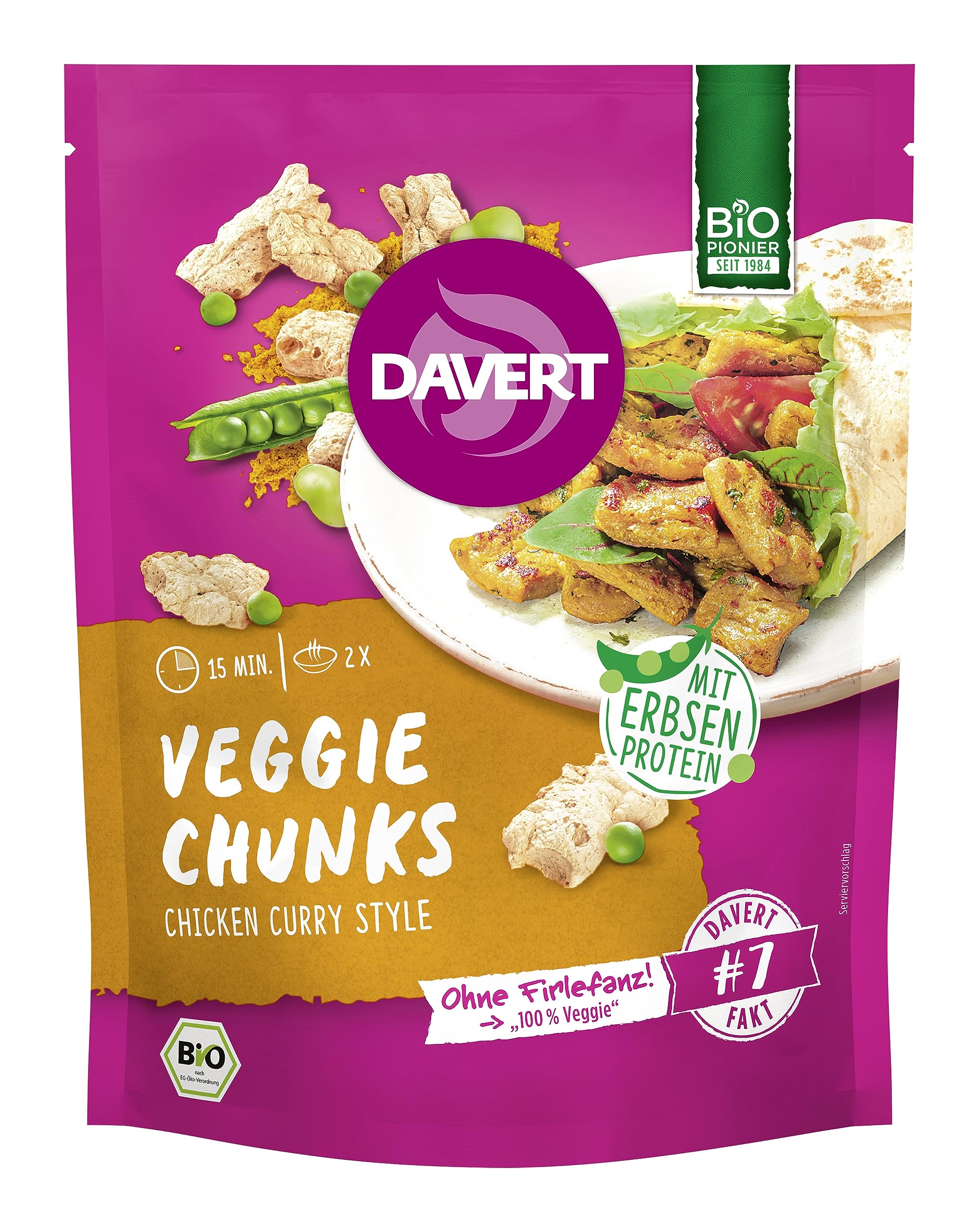 davert-veggie-chunks-chicken-curry-mit-erbsenprotein-vegan-75-g image 1