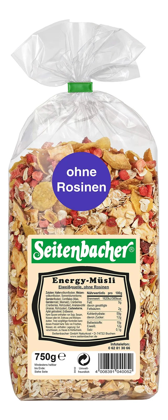 seitenbacher-energy-m-sli-ohne-rosinen-vollkorn-3-x-750g image 1