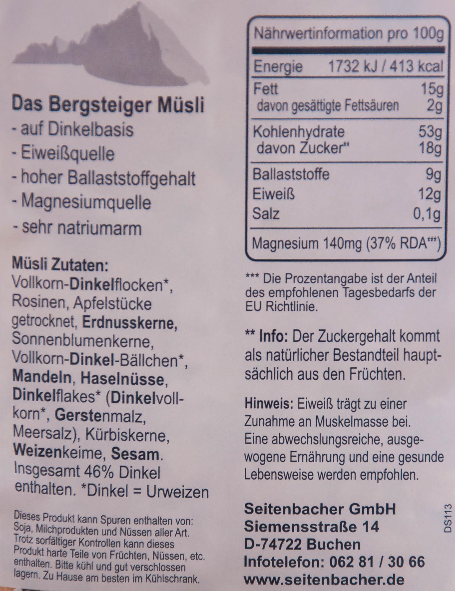 seitenbacher-bergsteiger-m-sli-dinkel-vollkorn-750-g image 2