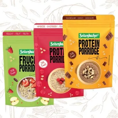 seitenbacher-testpaket-protein-porridge-schokolade-himbeere-frucht-3x500g image 1