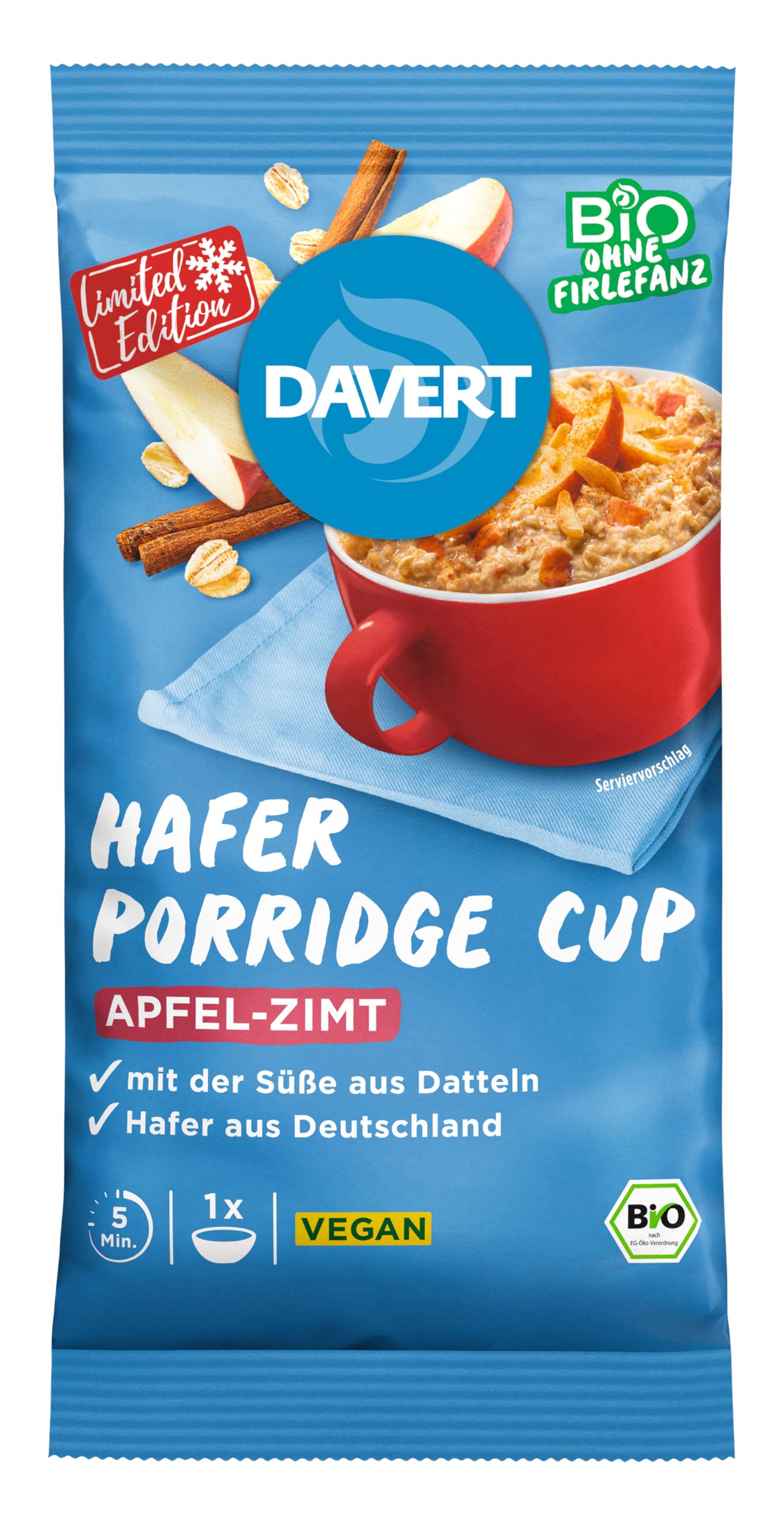 davert-bio-hafer-porridge-cup-apfel-zimt-65-g image 1