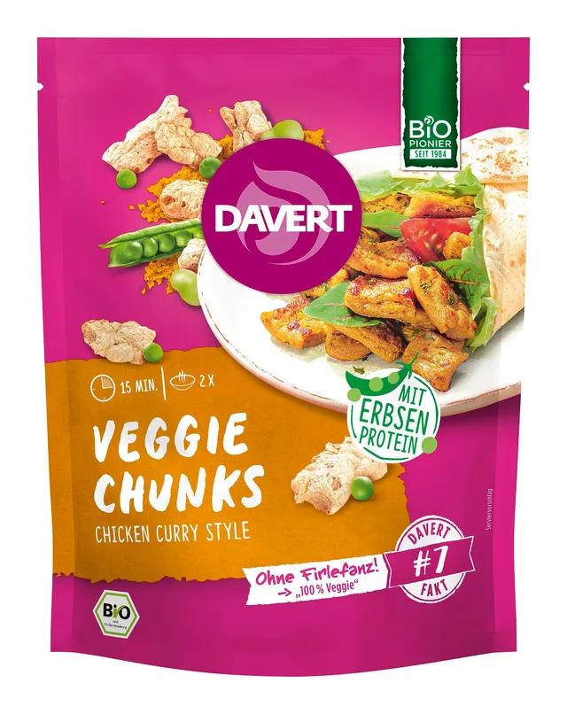 davert-veggie-chunks-chicken-curry-mit-erbsenprotein-vegan-75-g image 1