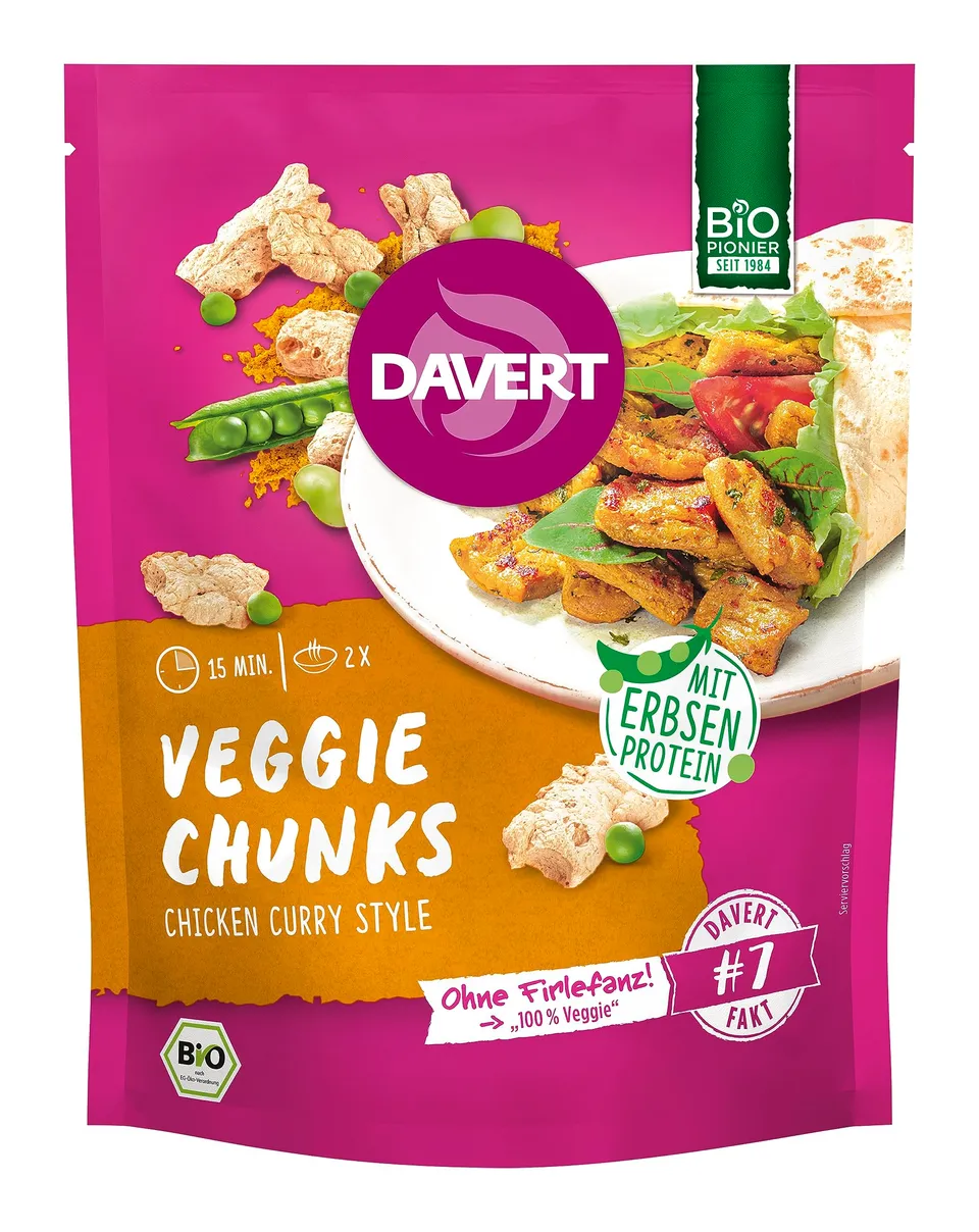 davert-veggie-chunks-chicken-curry-mit-erbsenprotein-vegan-75-g image 1