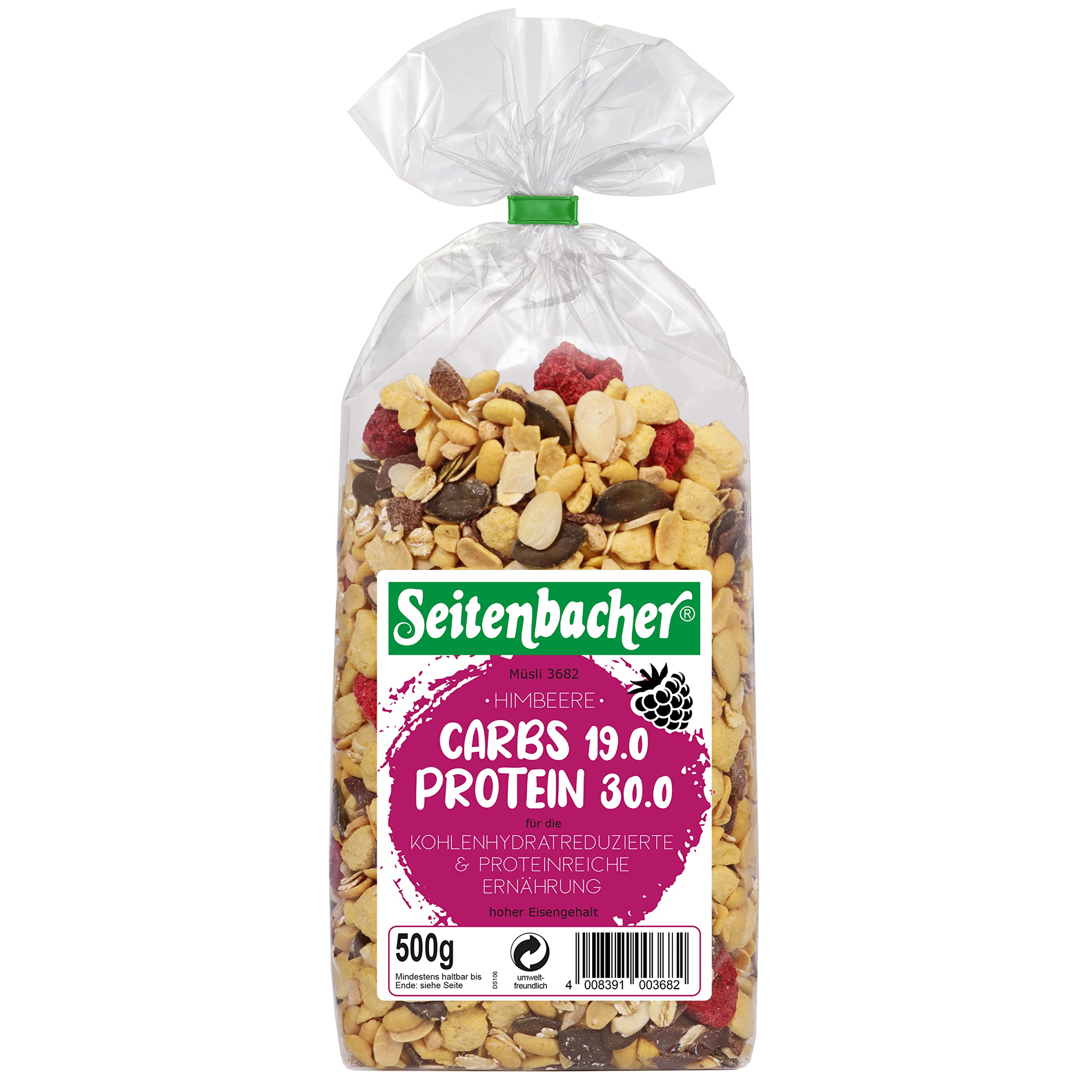 seitenbacher-m-sli-carbs-19-0-himbeere-low-carb-protein-500g image 1