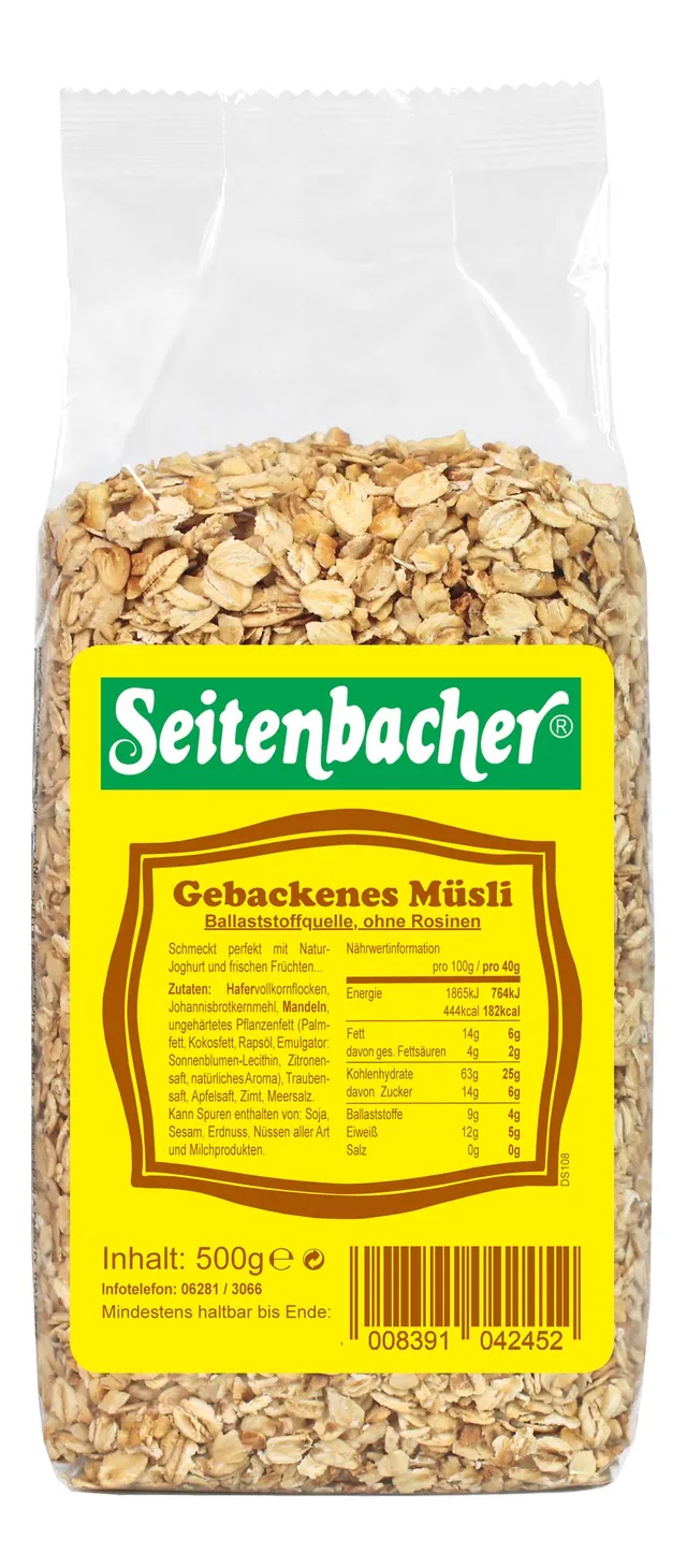 seitenbacher-m-sli-gebacken-weizenfrei-mit-honig-und-zimt-500g image 1