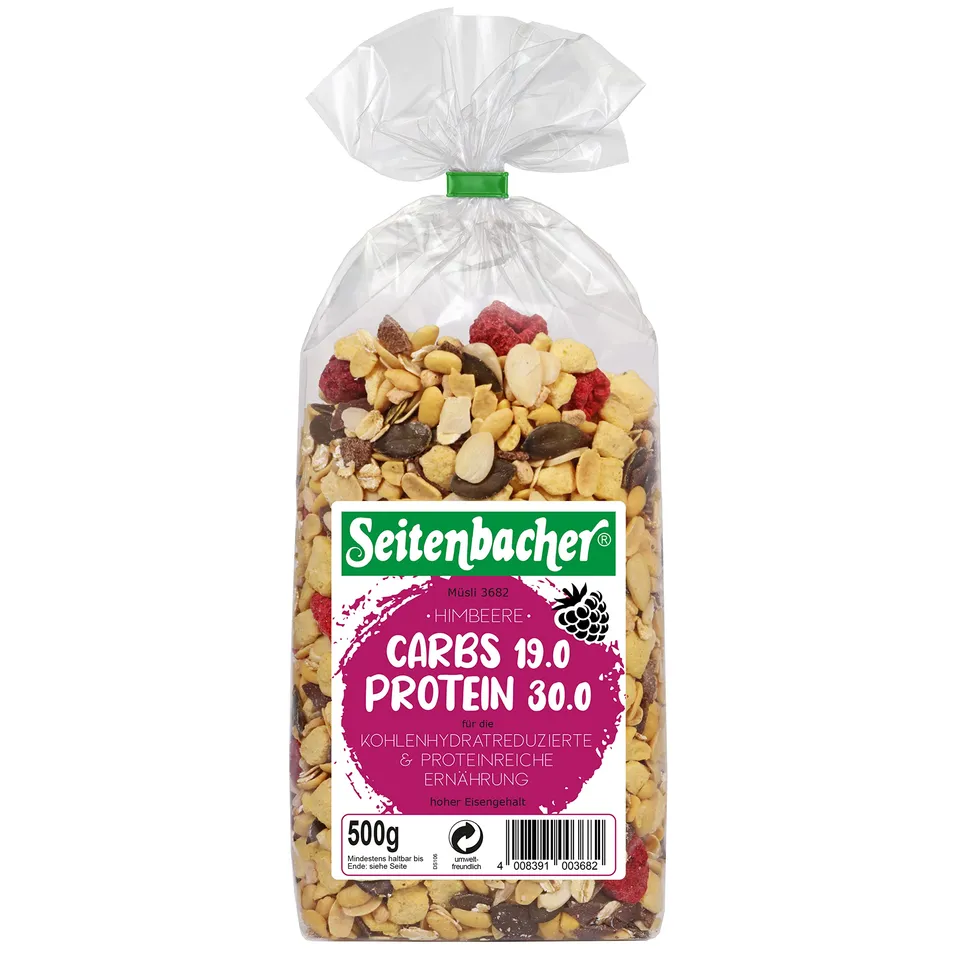 seitenbacher-m-sli-carbs-19-0-himbeere-low-carb-protein-500g image 1