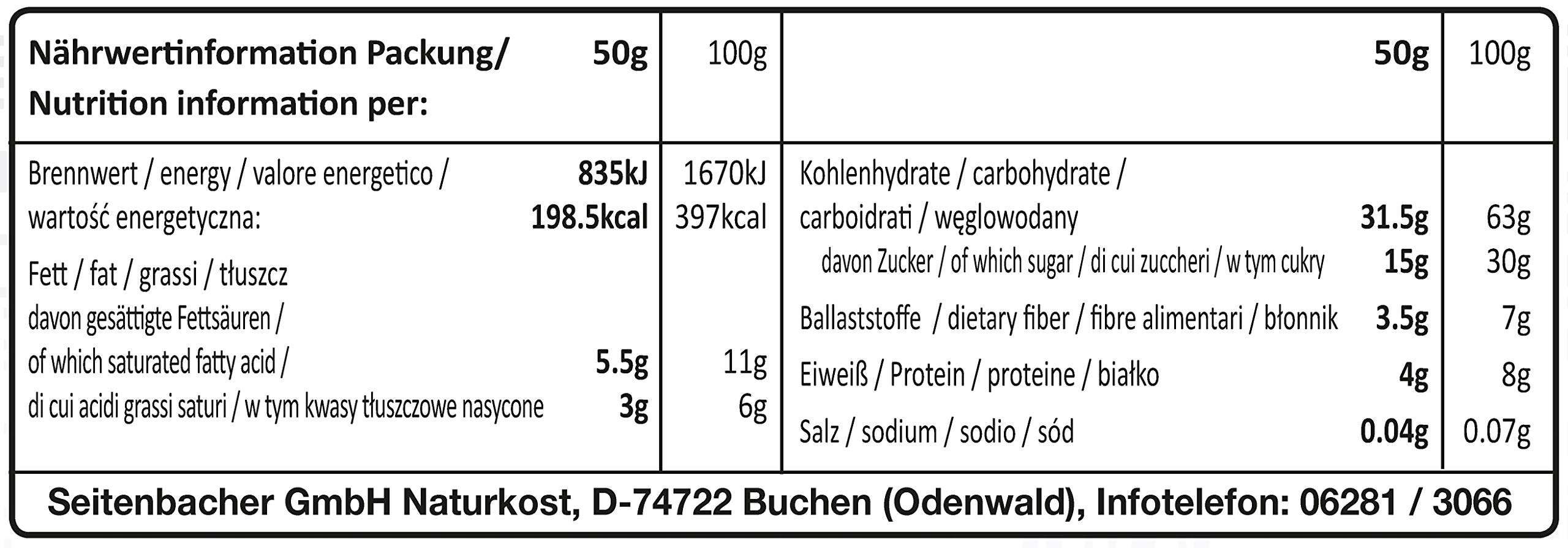 seitenbacher-bio-schoko-m-sli-lactosefrei-vegan-vollkorn-500g image 2