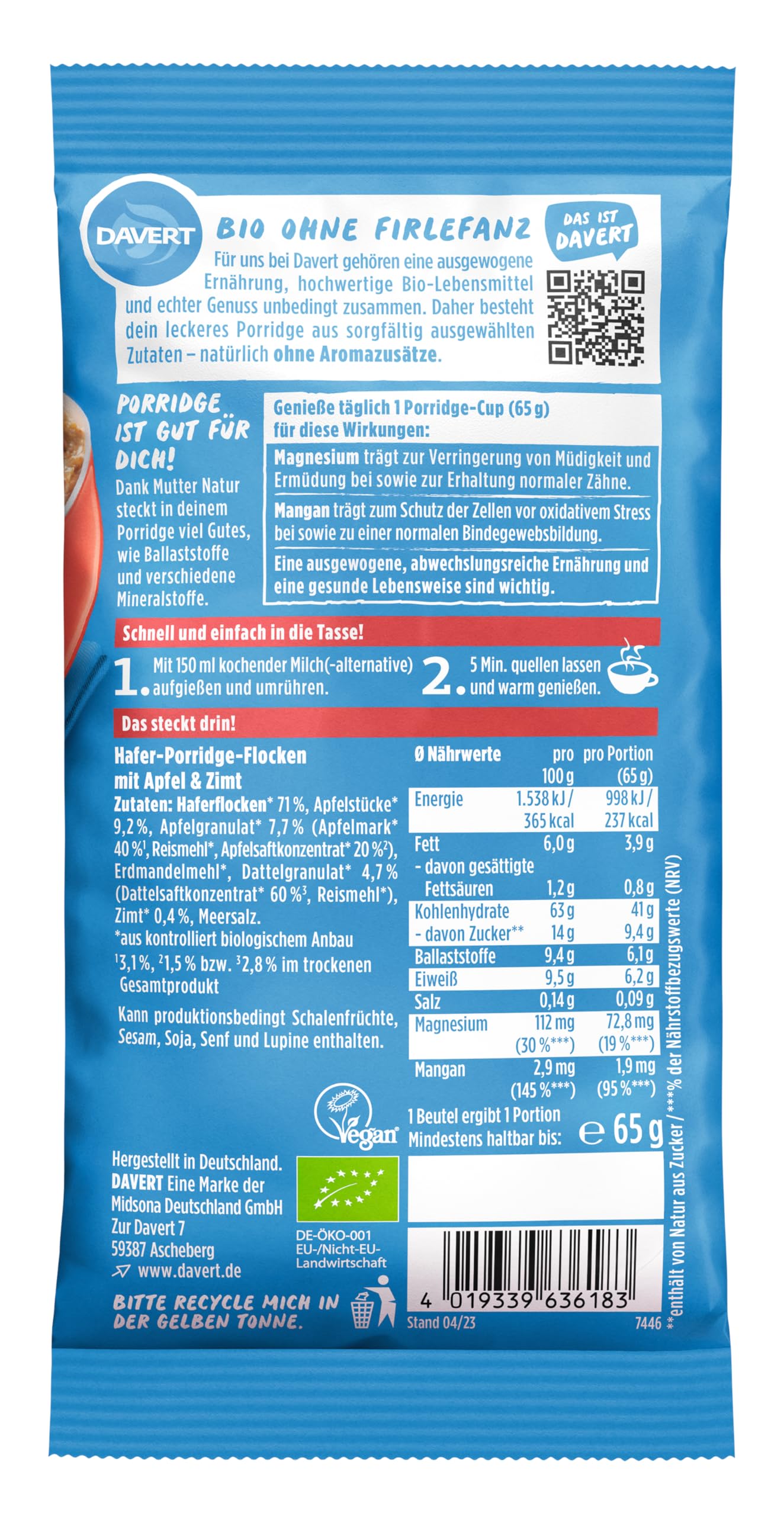 davert-bio-hafer-porridge-cup-apfel-zimt-65-g image 2
