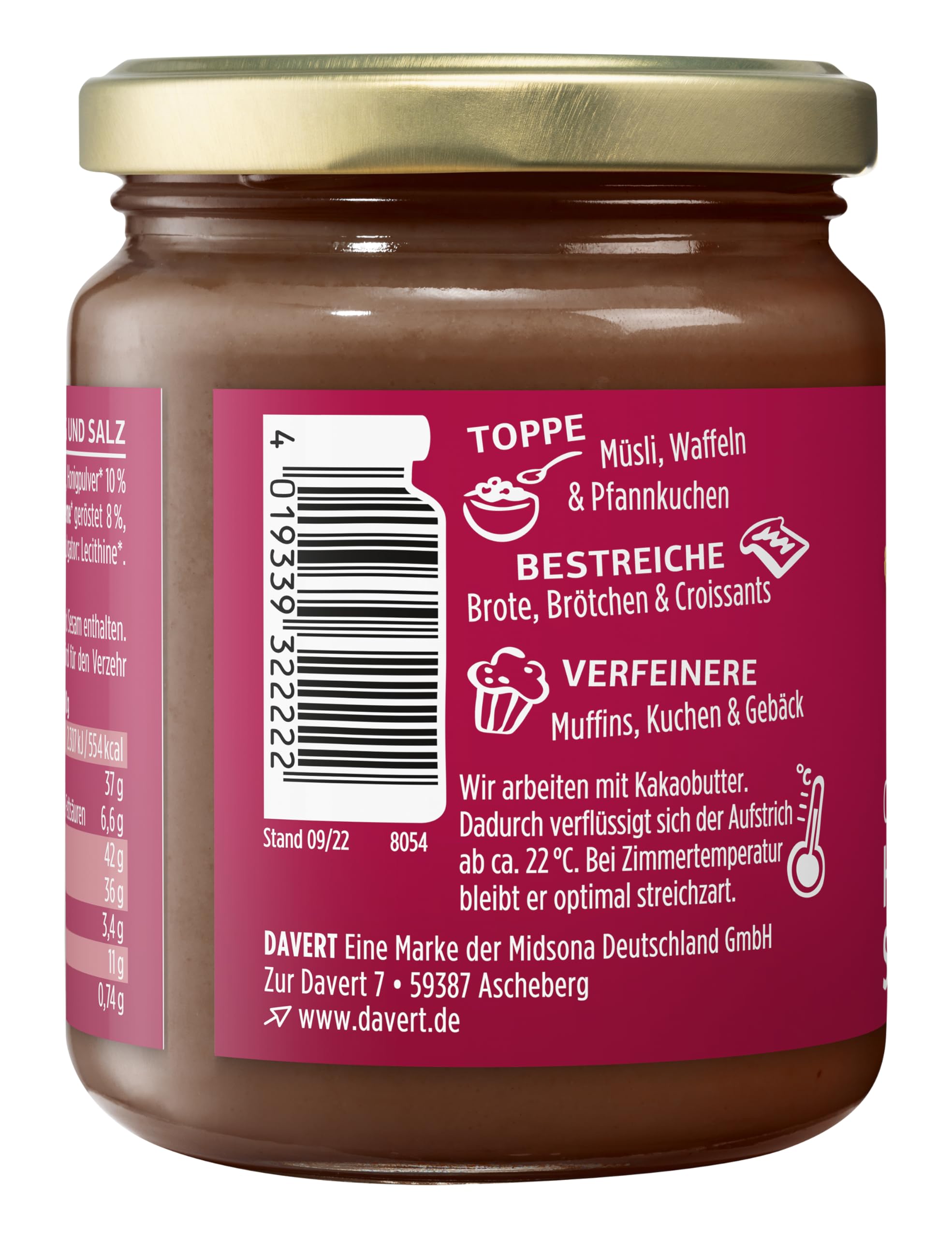 davert-bio-chocolate-cream-honey-sea-salt-nuss-schoko-aufstrich-250-g image 3