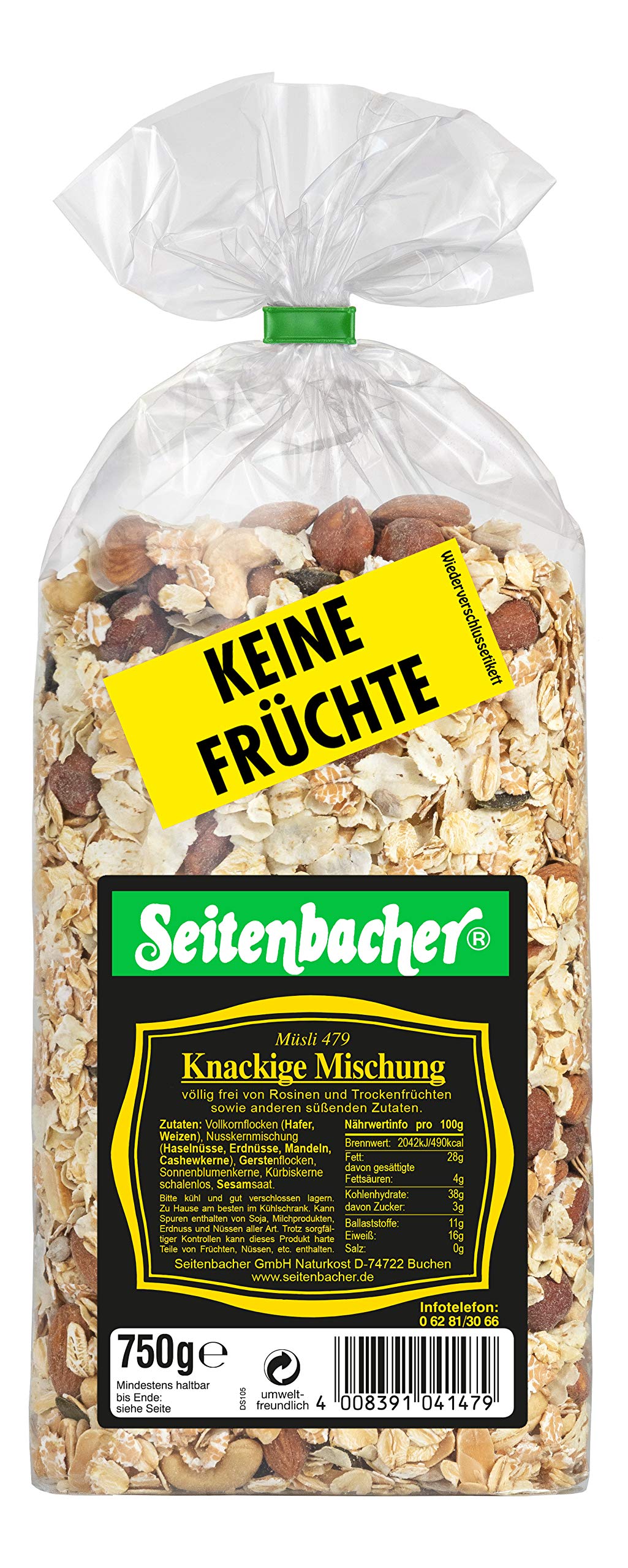 seitenbacher-m-sli-knackige-mischung-ohne-fr-chte-750g image 1