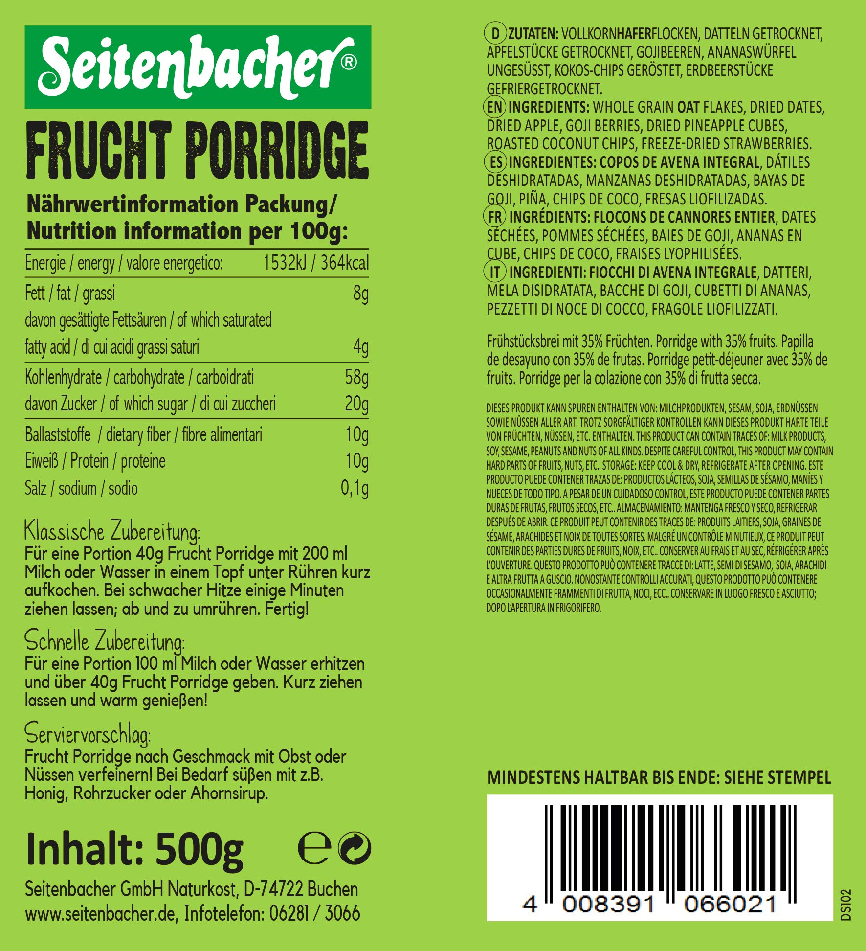 seitenbacher-porridge-frucht-warmes-fr-hst-ck-500-g image 2