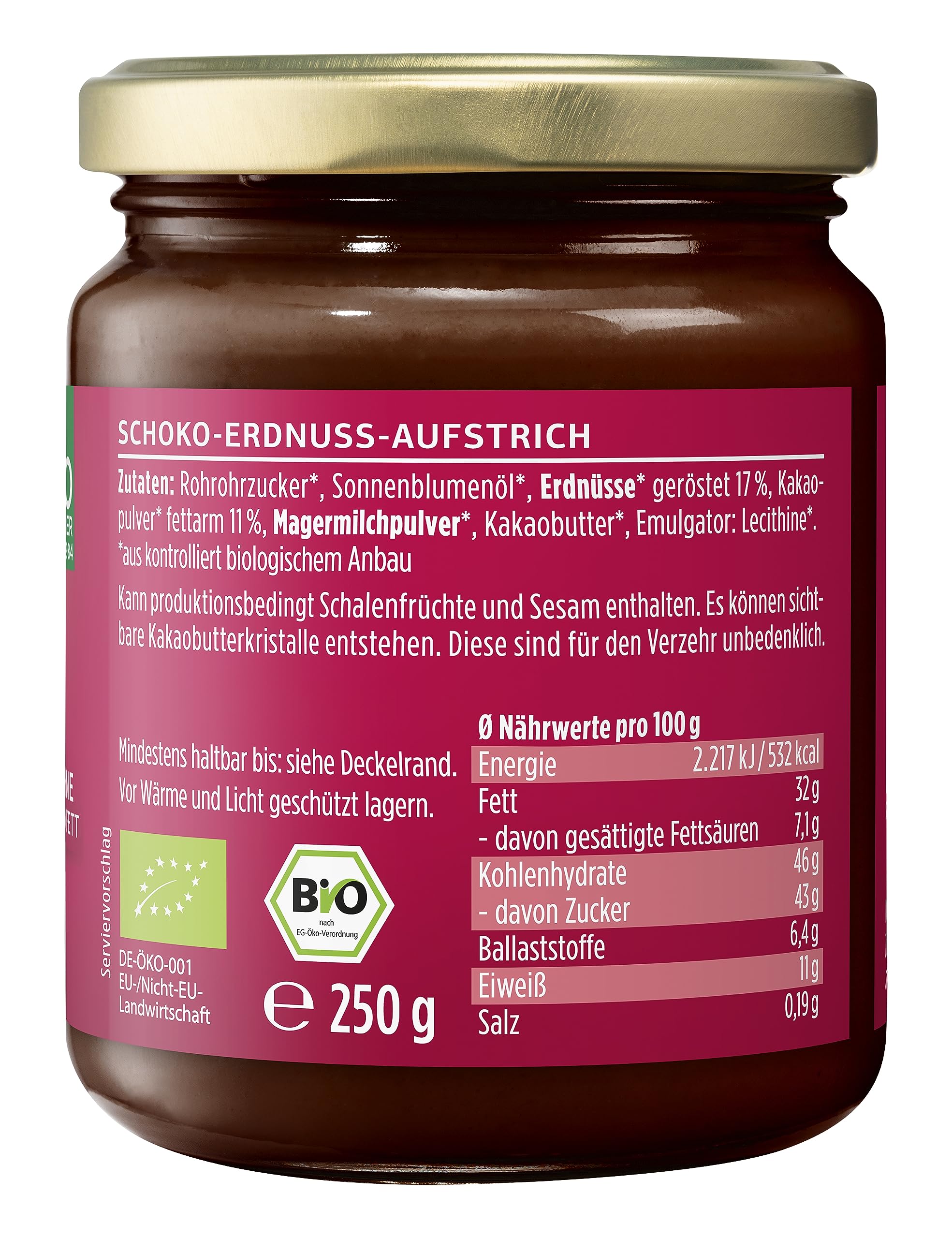 davert-chocolate-cream-peanut-butter-bio-schoko-erdnuss-250-g image 2